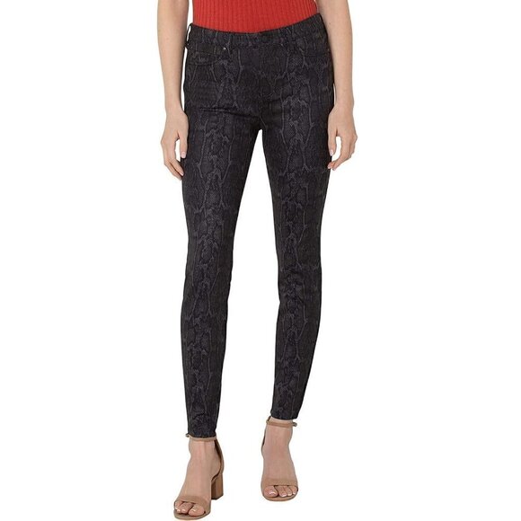Liverpool Size 6 / 28 Black Brown Snake Zip Leggings Ankle Pants 29.5" Inseam - Picture 1 of 13